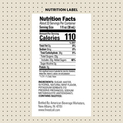 Finest Call label detail showing mint flavor and volume for quick staff reference