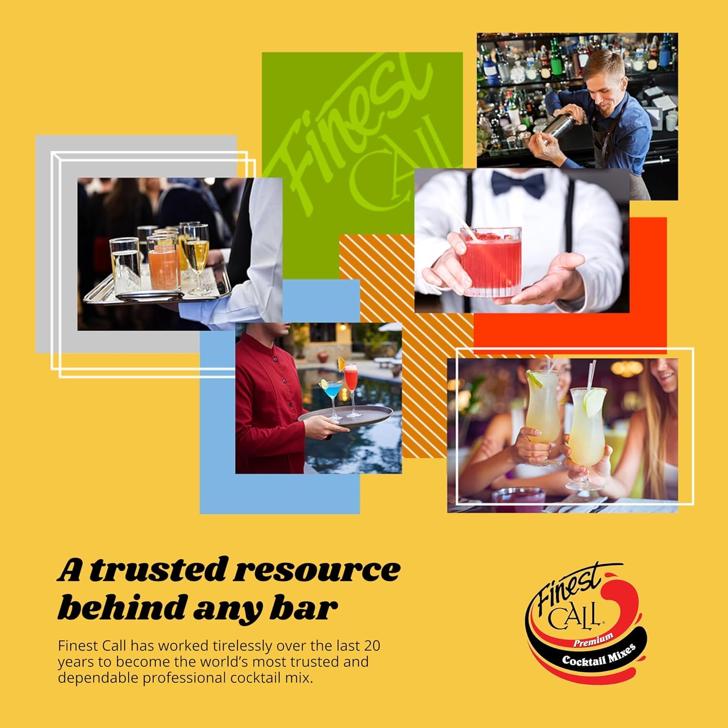 Finest Call bottle on bar setup demonstrating professional service readiness