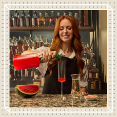 Finest Call puree blended into a cocktail demonstrating vibrant color and easy mixing
