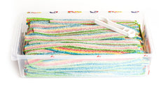 Fini belt being stretched to show chewy texture and flexible use