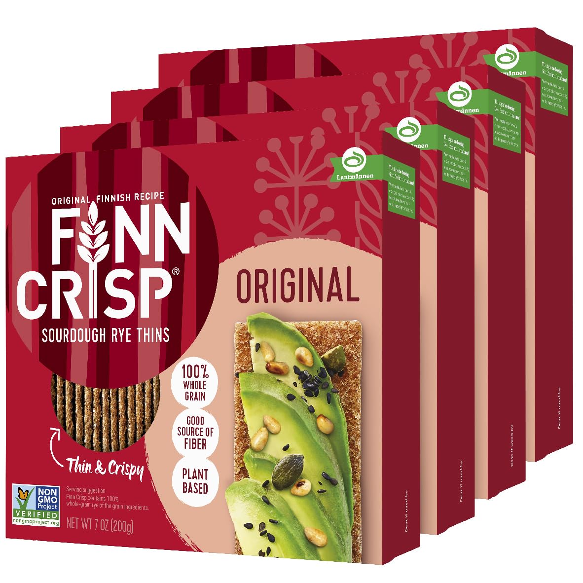 Finn Crisp front packaging showing 7oz box and brand for easy identification