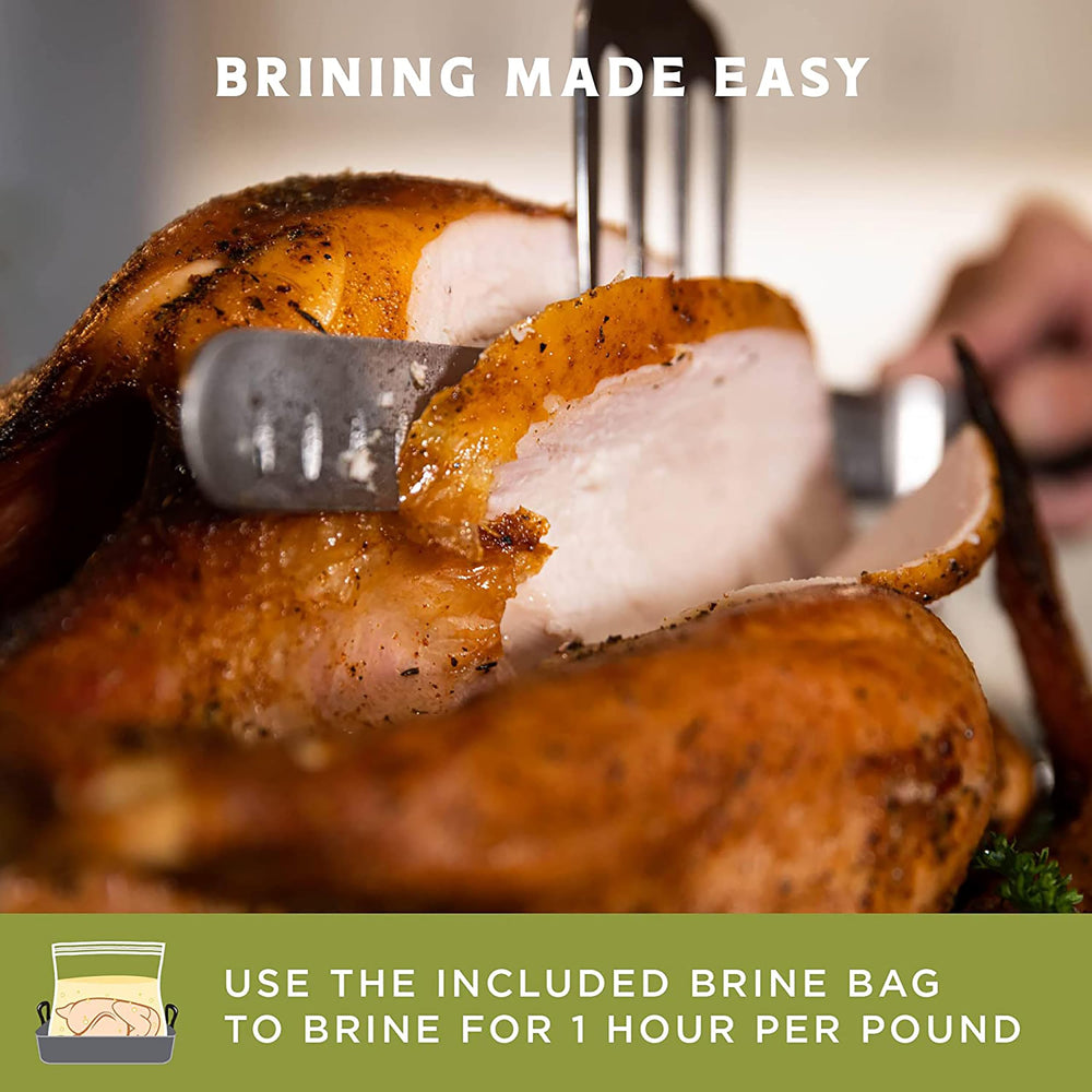 Fire & Flavor brine bag holding a turkey demonstrating secure fit