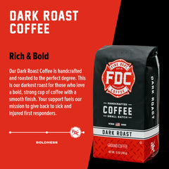 Fire Department Coffee bag open with grounds pouring, highlighting convenience