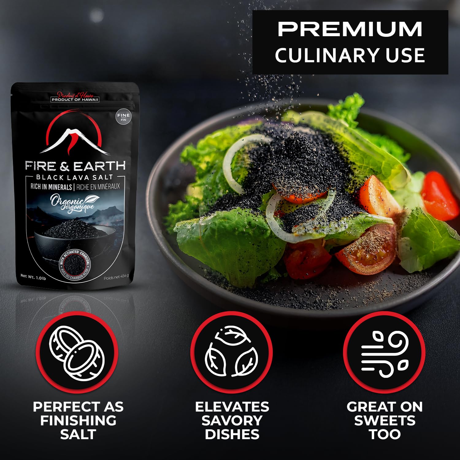 Fire & Earth spoon measuring salt portion, demonstrates easy portioning benefit