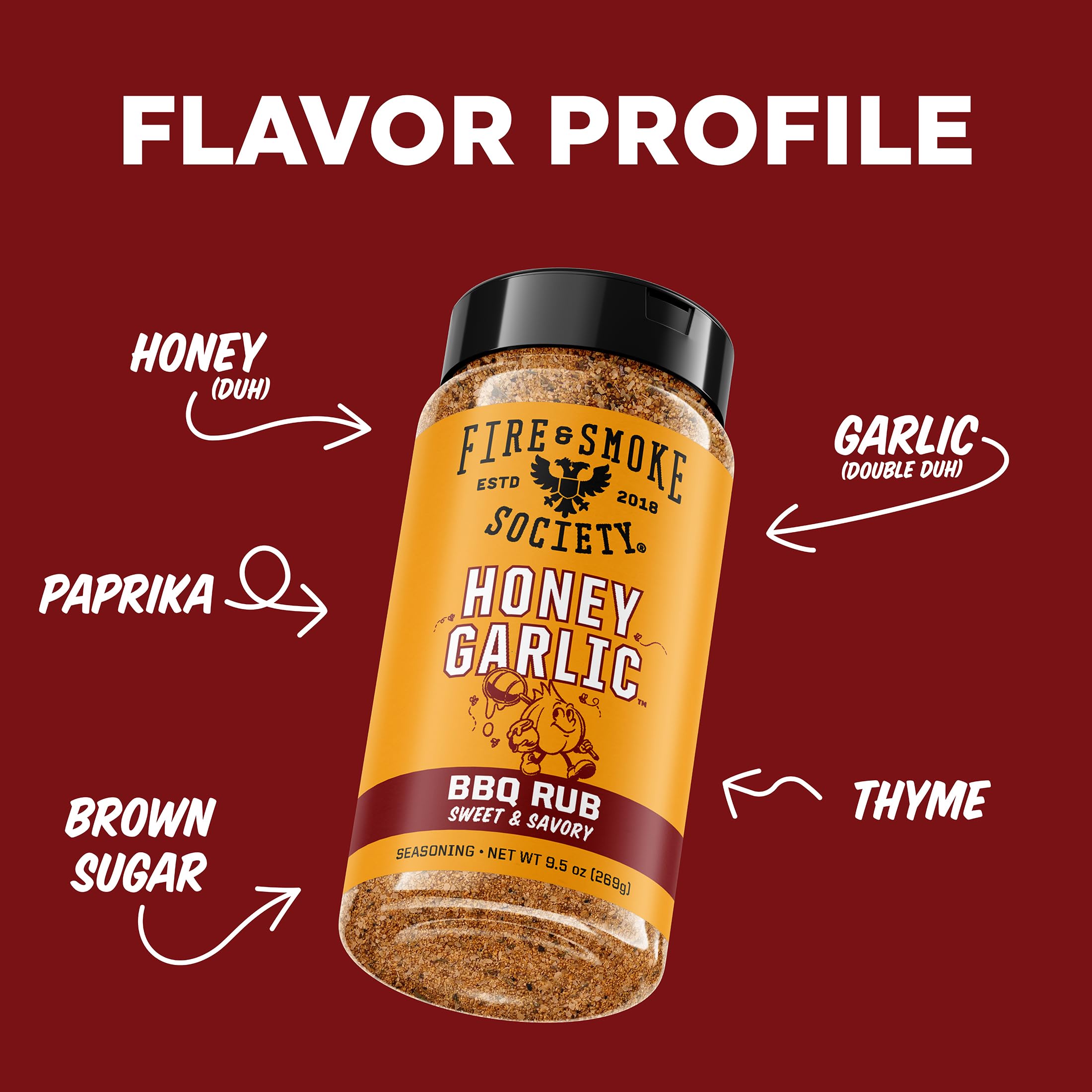 Fire & Smoke Society rub texture heap showing grain size and caramel tones