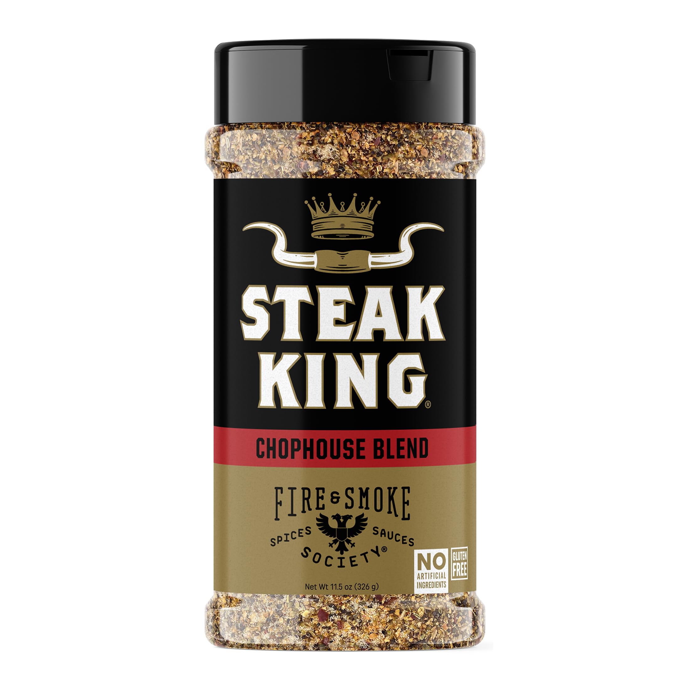 Fire & Smoke Society front packaging showing bold steak rub and size benefit