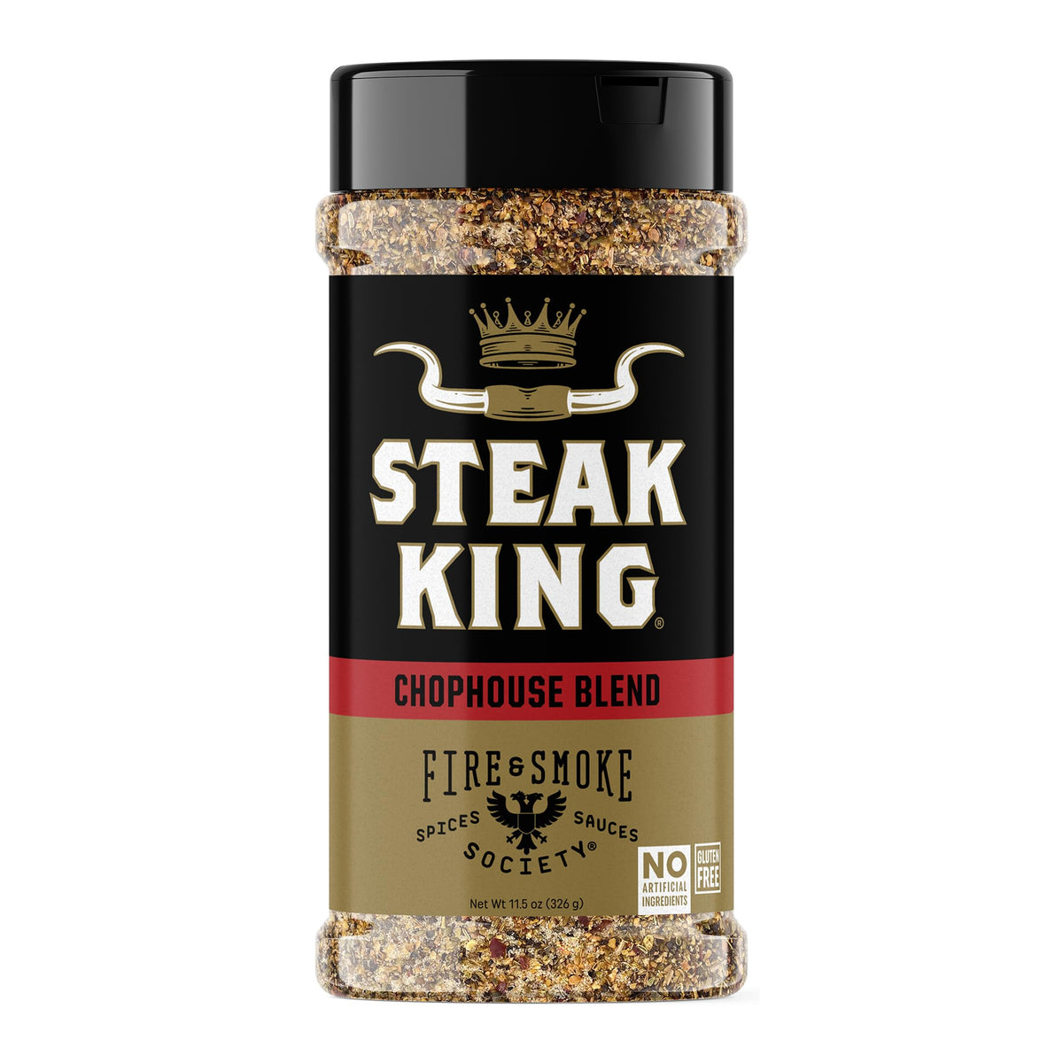 Fire & Smoke Society front packaging showing bold steak rub and size benefit