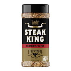 Fire & Smoke Society front packaging showing bold steak rub and size benefit