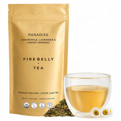 Firebelly Tea front packaging showing blend name and benefit