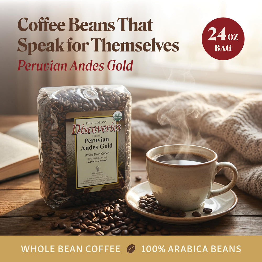 First Colony whole beans close-up texture with glossy oils, promising rich aroma