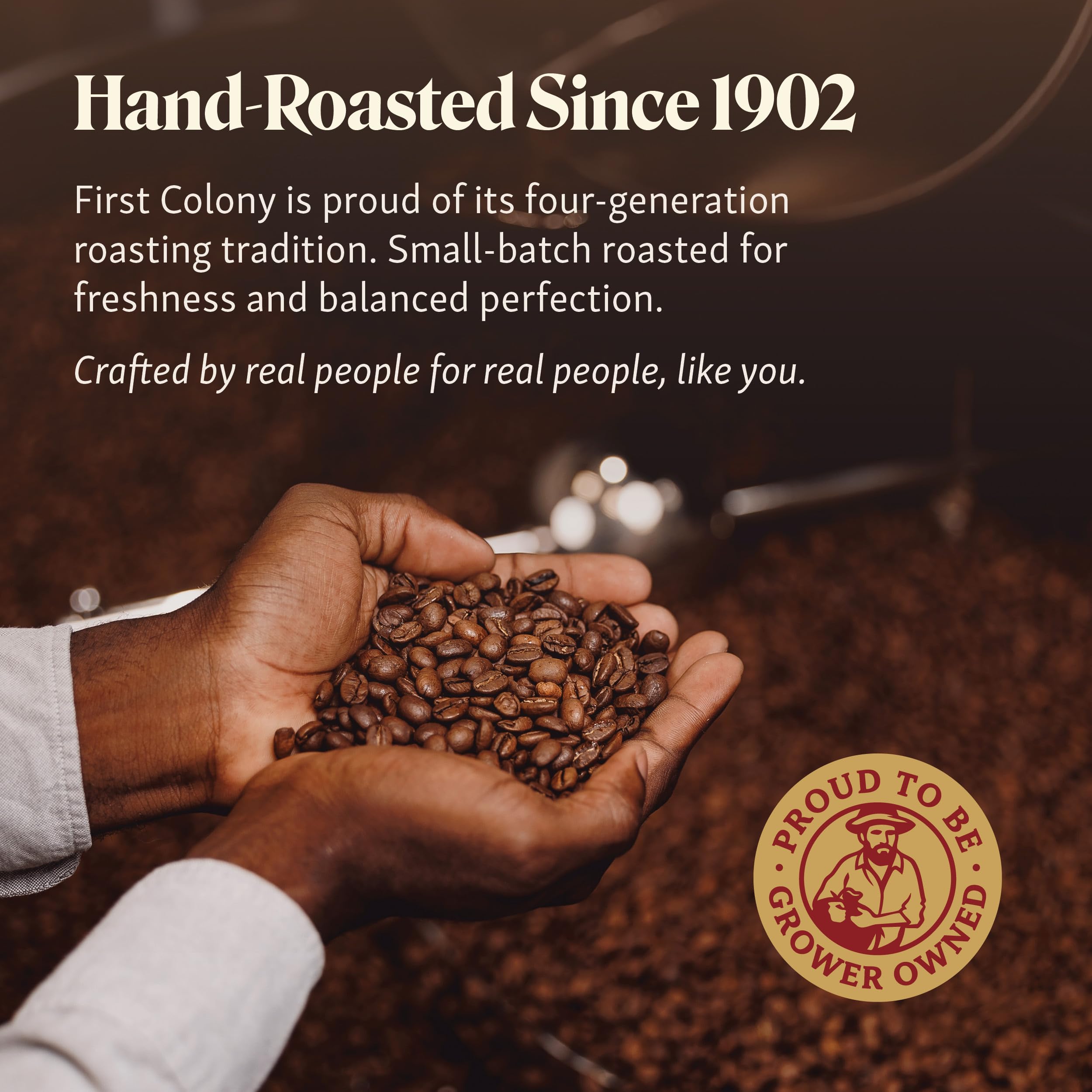 First Colony beans being ground for pour-over, demonstrating clean balanced flavor