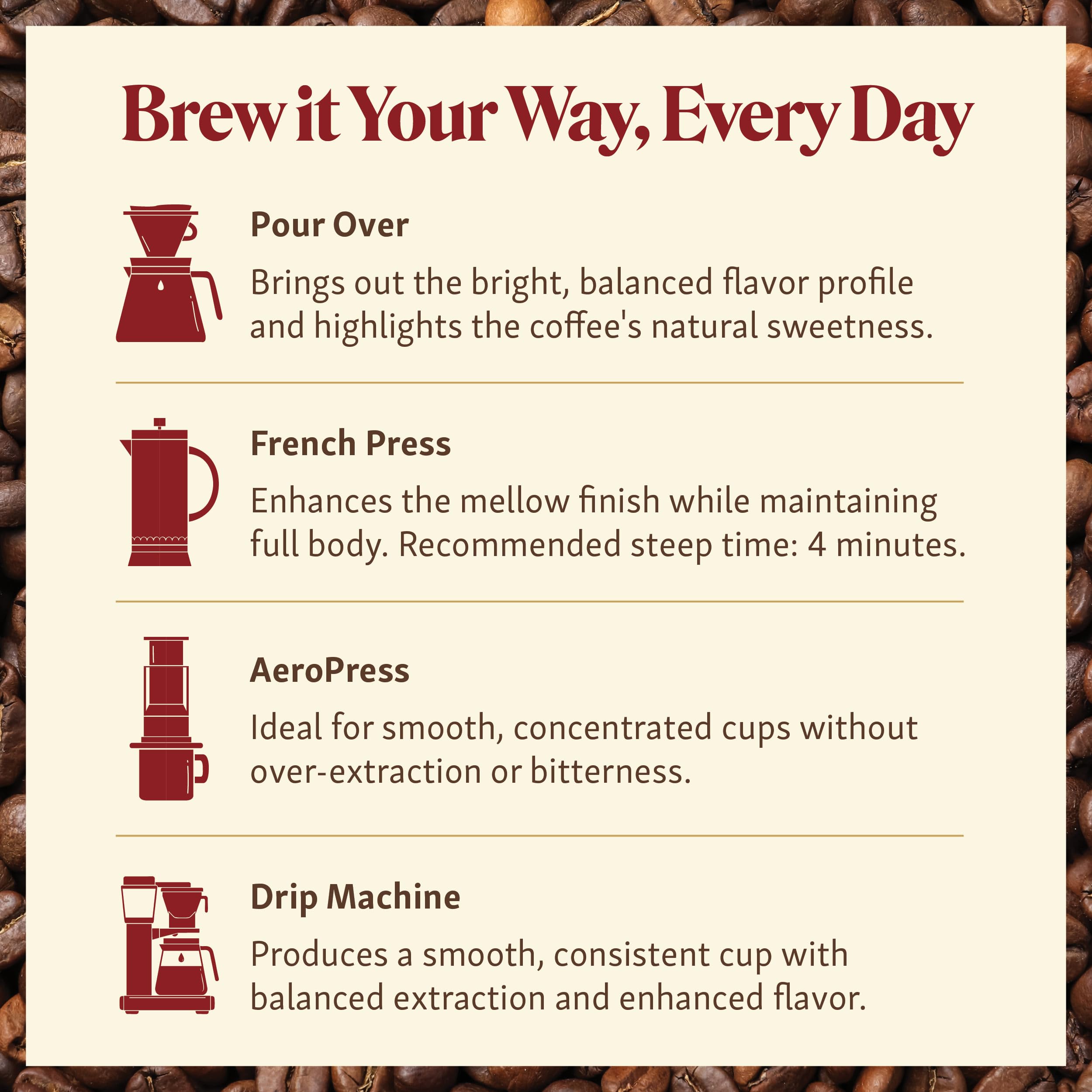 First Colony French press poured into a cup, showcasing deeper cocoa notes