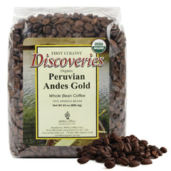 First Colony front packaging showing 24oz bag and organic badge, highlighting freshness