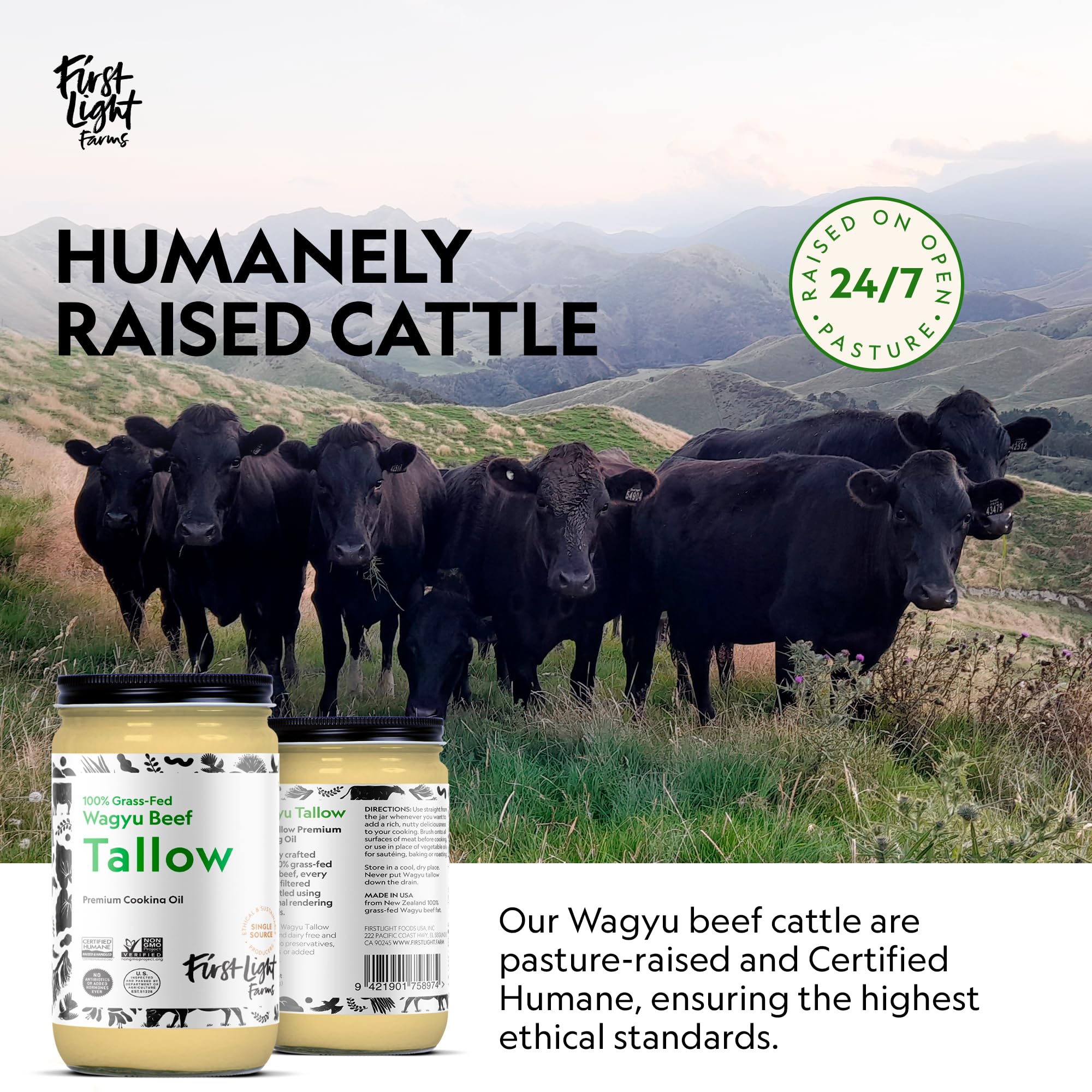 First Light tallow beside raw ingredients illustrating clean, simple ingredient benefit