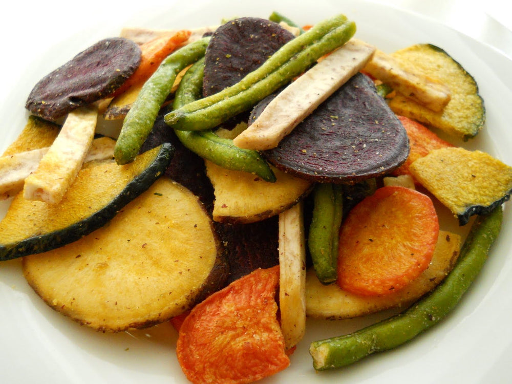FirstChoiceCandy close-up texture in serving bowl highlighting crisp vegetable chips and colorful variety