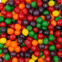 FirstChoiceCandy front of package showing 1 lb assorted sour fruit balls and bright colors