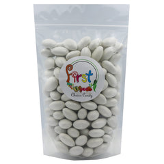 FirstChoiceCandy Jordan almonds in a glass bowl staged for weddings showing elegant presentation benefits
