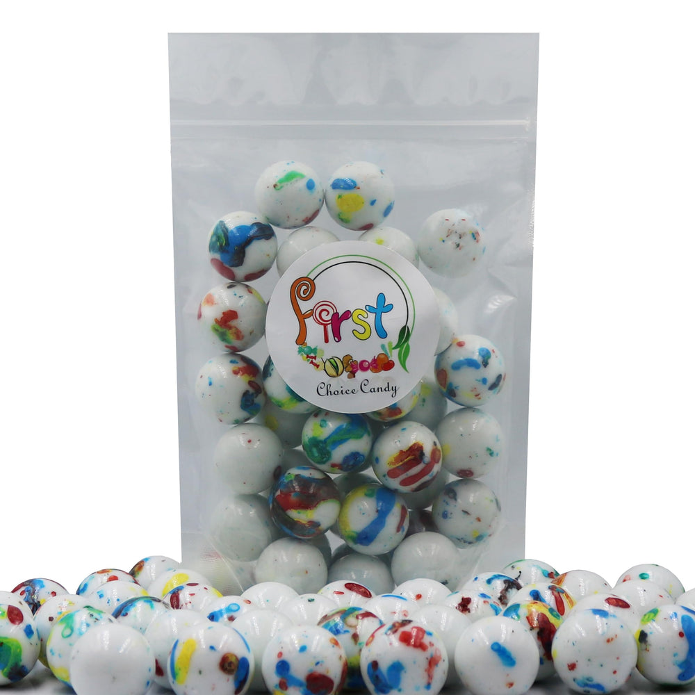 FirstChoiceCandy close-up of jawbreaker texture highlighting glossy shell and color splatters