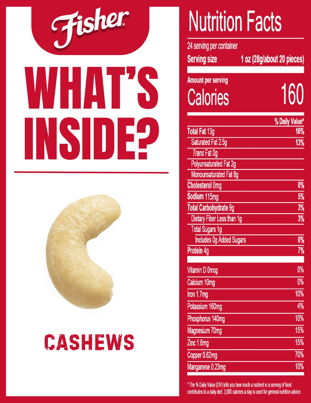 CHEF'S NATURALS close-up of cashew texture highlighting crunchy oven-roasted benefit