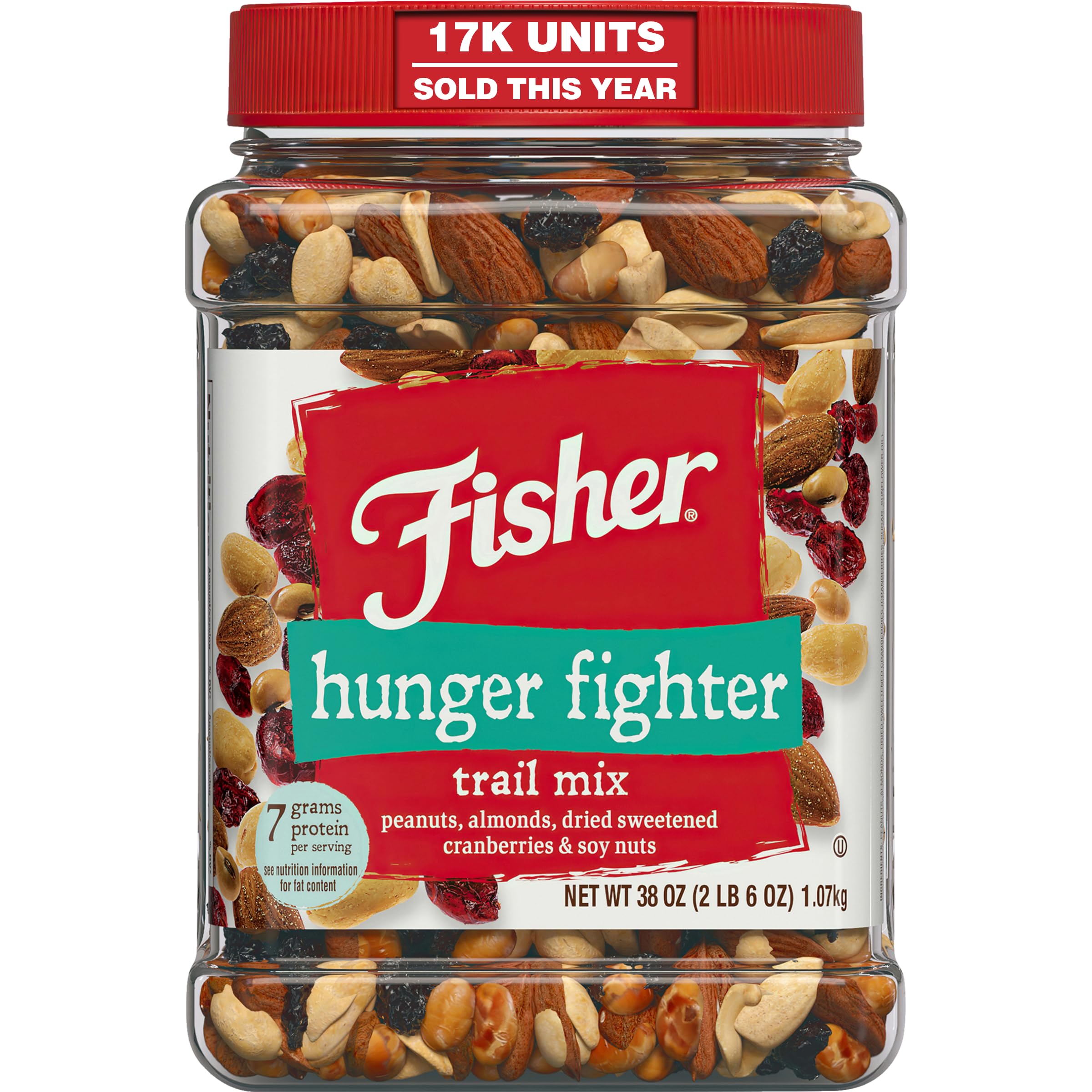 CHEF'S NATURALS Fisher front canister showing full 38 oz supply and resealable lid benefit