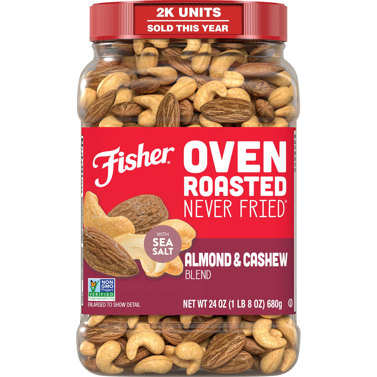 CHEF'S NATURALS front canister showing label and 24-ounce size, clear view for shelf-ready storage benefit