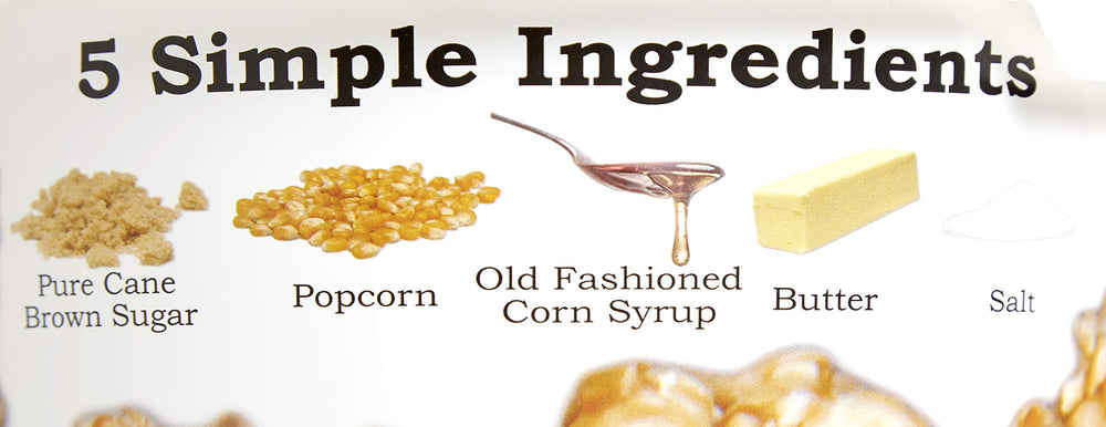 Fisher's Popcorn caramel closeup highlighting glossy coating and crunchy texture benefit