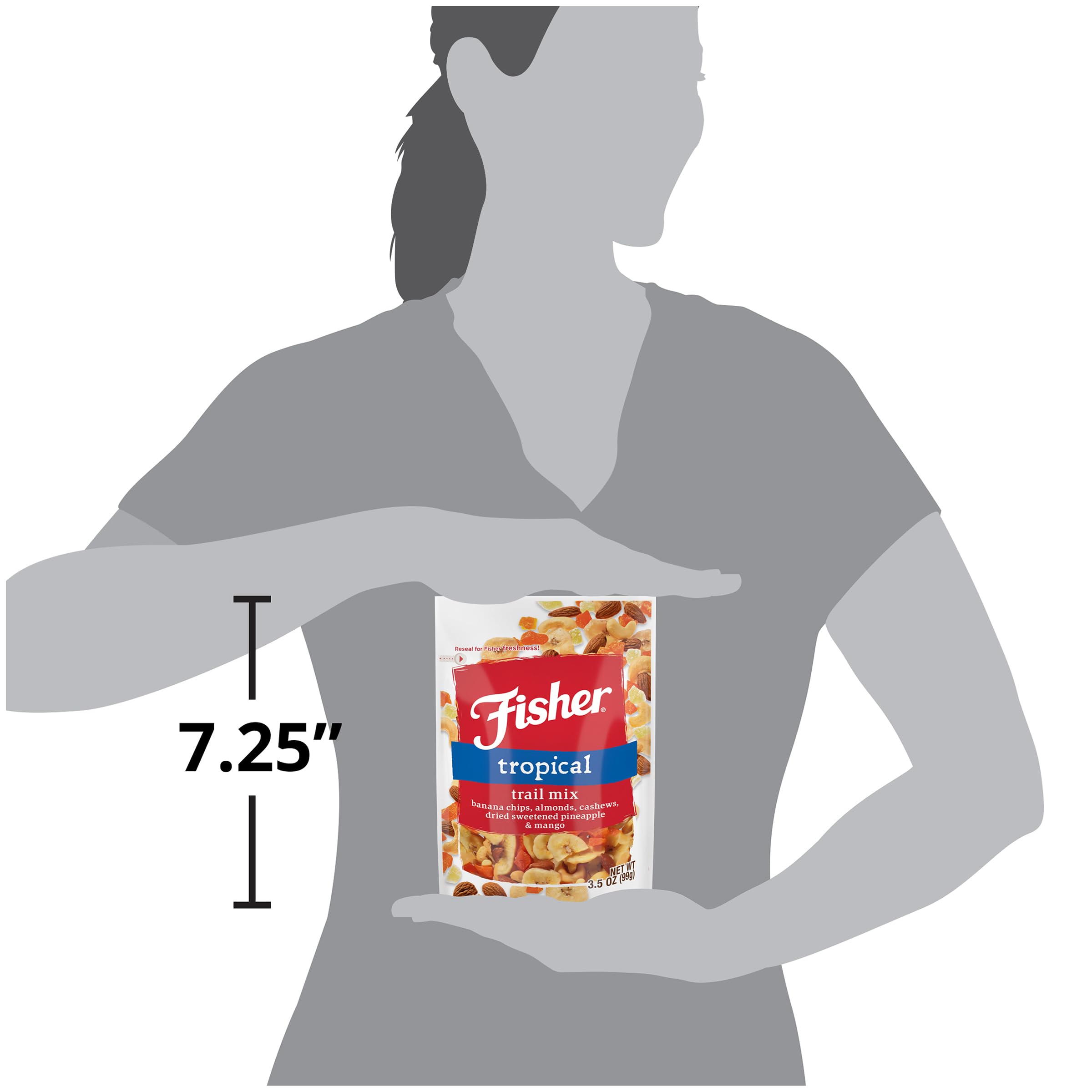 CHEF'S NATURALS pouch beside everyday items to show 3.5 oz scale for portion control
