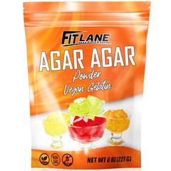 Fit Lane Nutrition front packaging showing 8 oz agar agar and label benefits