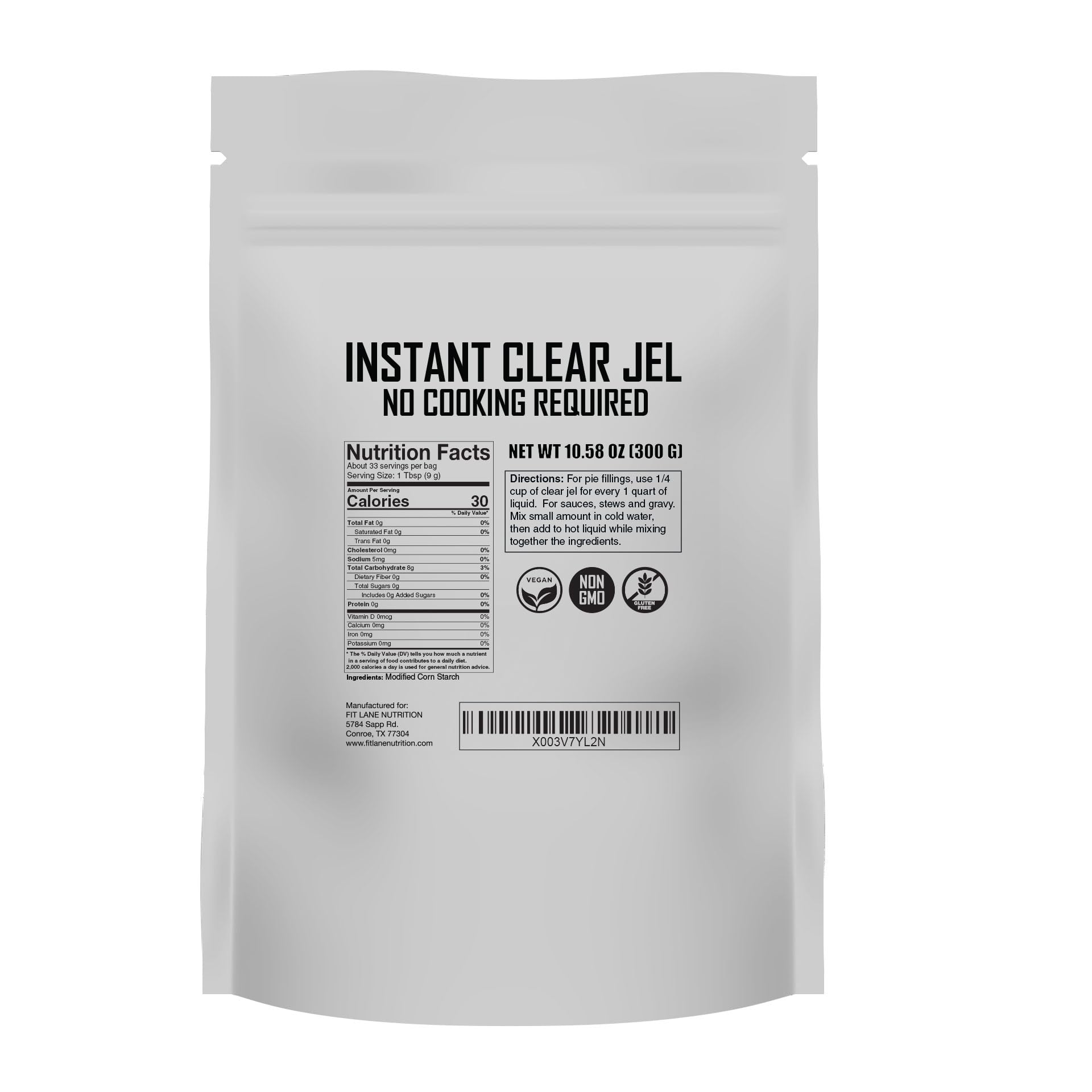 Fit Lane Nutrition front package showing product and clear labeling benefit