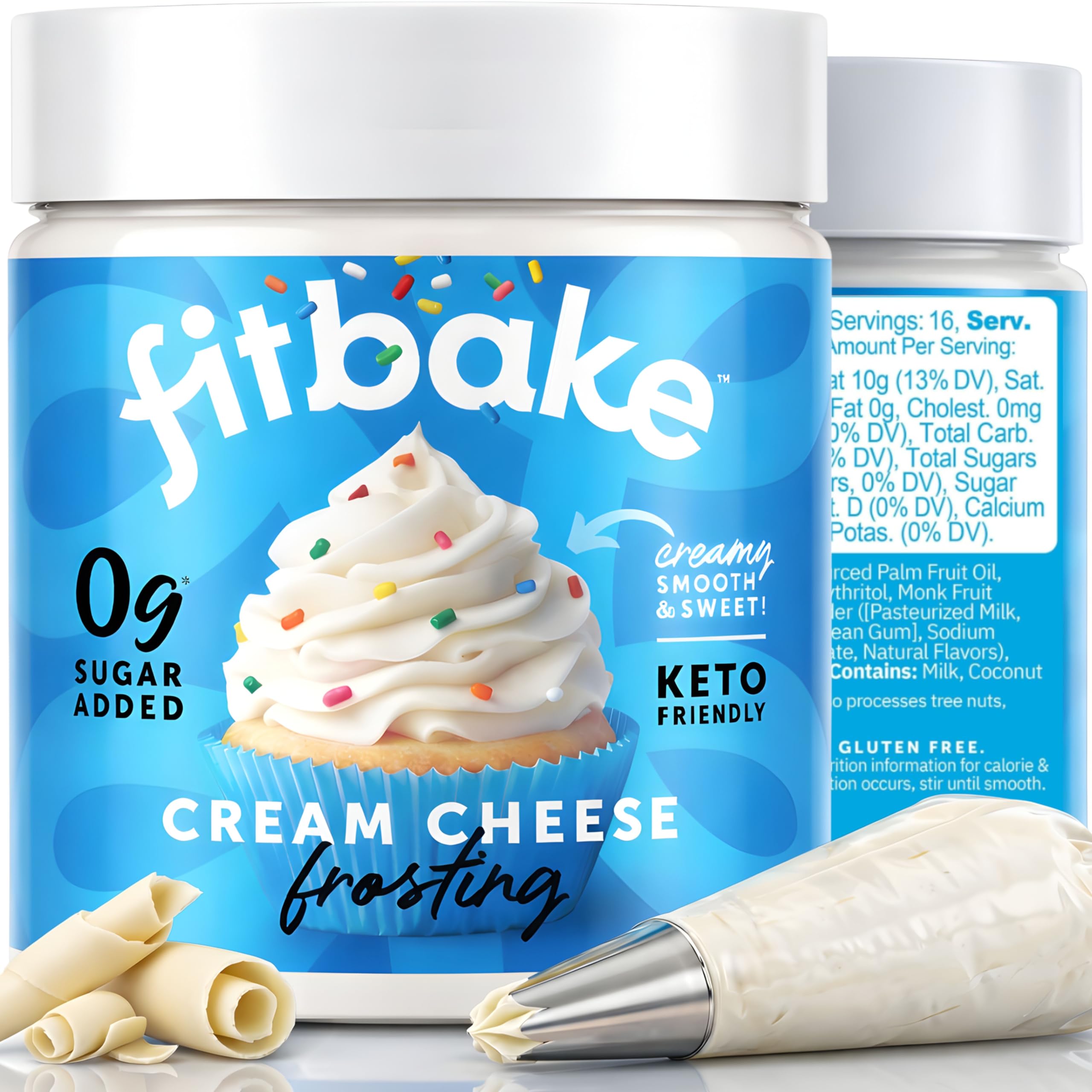 FitBake front label on 8oz jar showing product benefits and keto focus