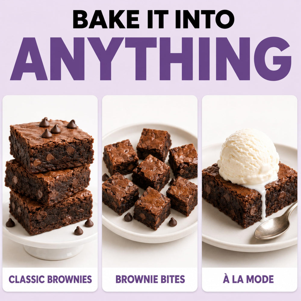 FitBake brownies beside coffee in lifestyle scene illustrating quick keto snack