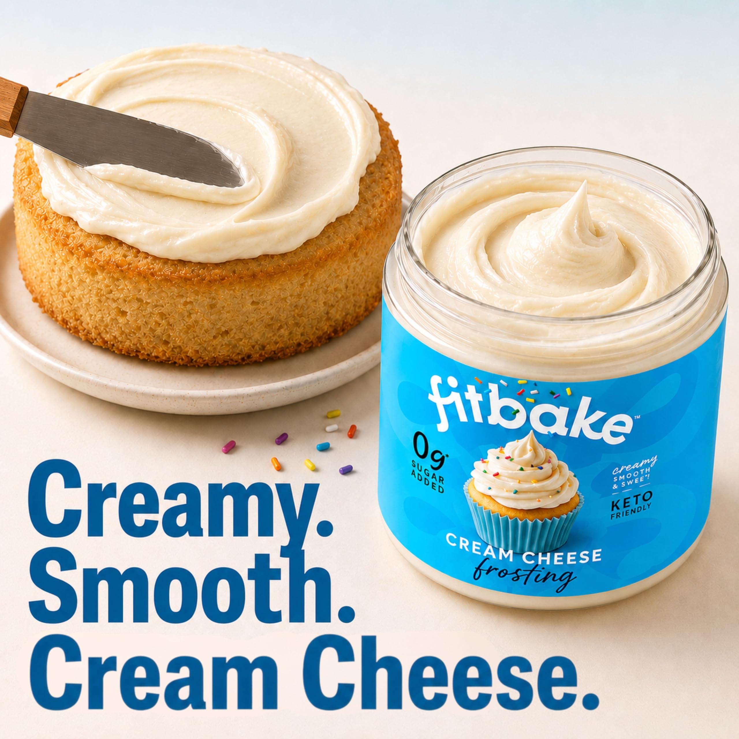 FitBake 8oz jar next to a measuring tape to illustrate compact portion size