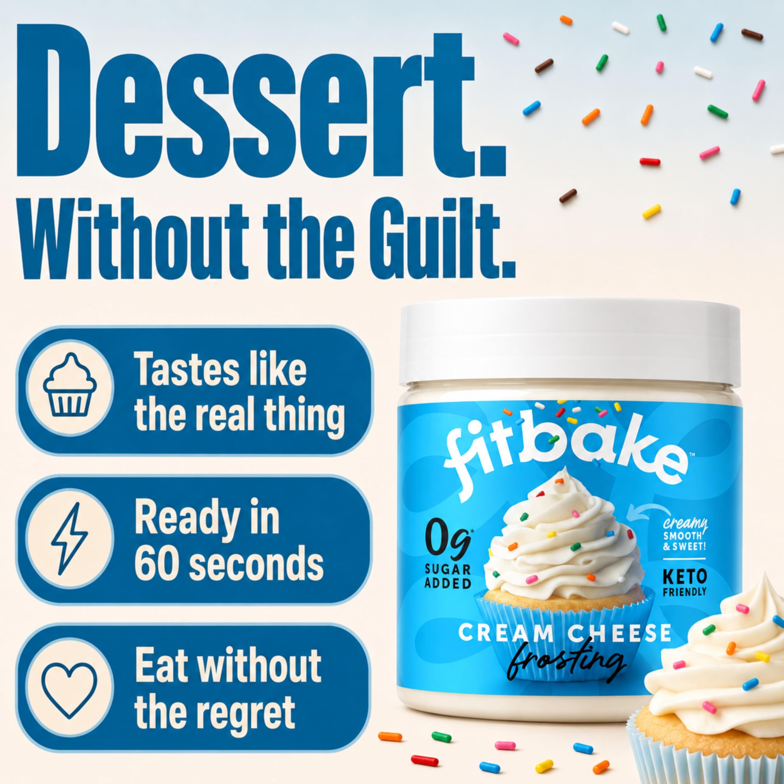FitBake frosting spread on cupcake highlighting smooth finish and visual appeal