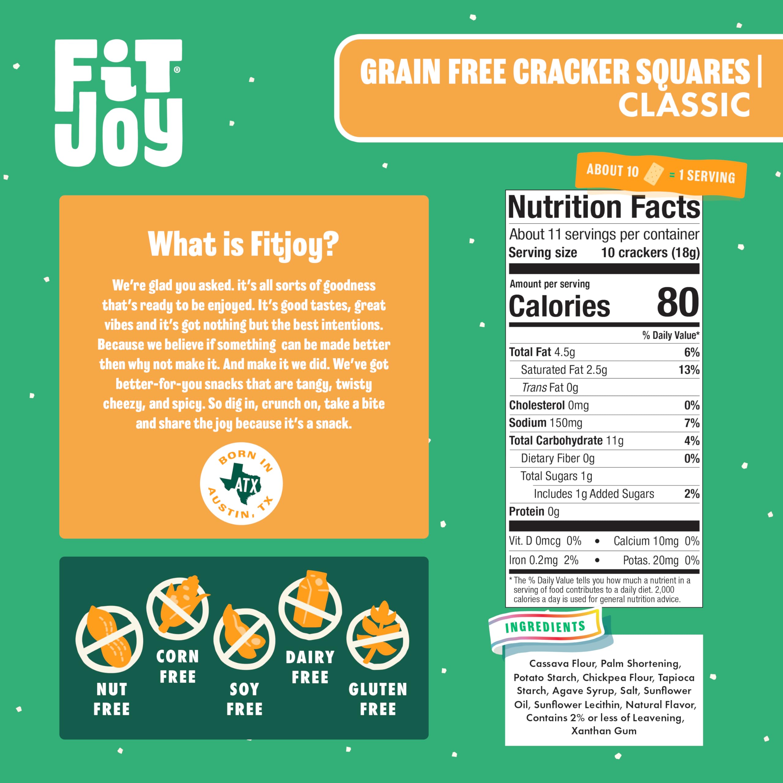 FitJoy close-up texture of cracker square showing crispness and light salt seasoning benefit