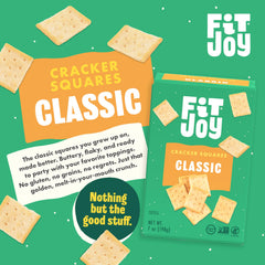 FitJoy crackers piled on a plate displaying ready-to-eat convenience for snacks