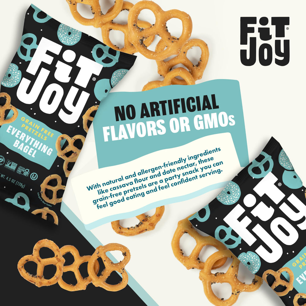 FitJoy pretzel held in hand for scale showing single-serve portability benefit