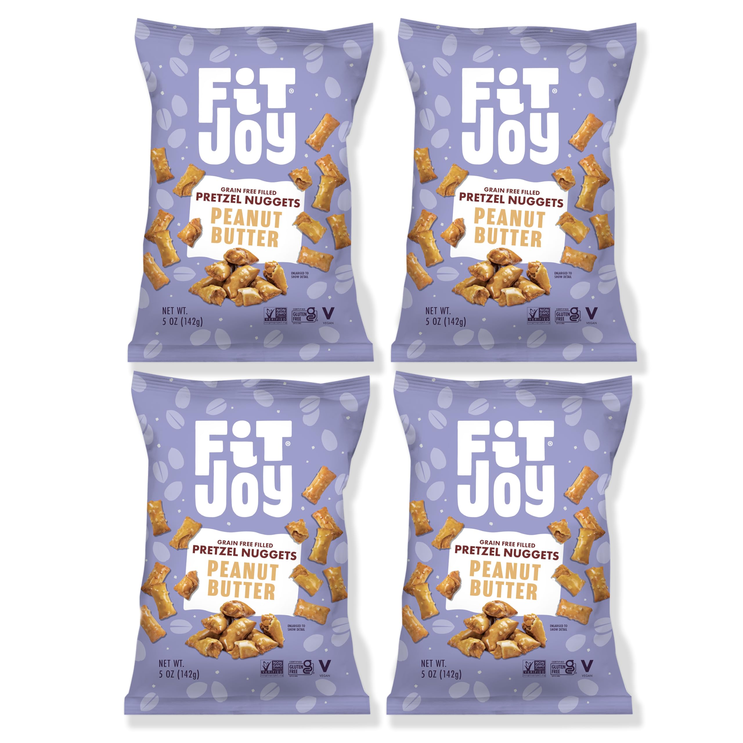 FitJoy front packaging showing 5 oz gluten free vegan pretzel nuggets for easy identification