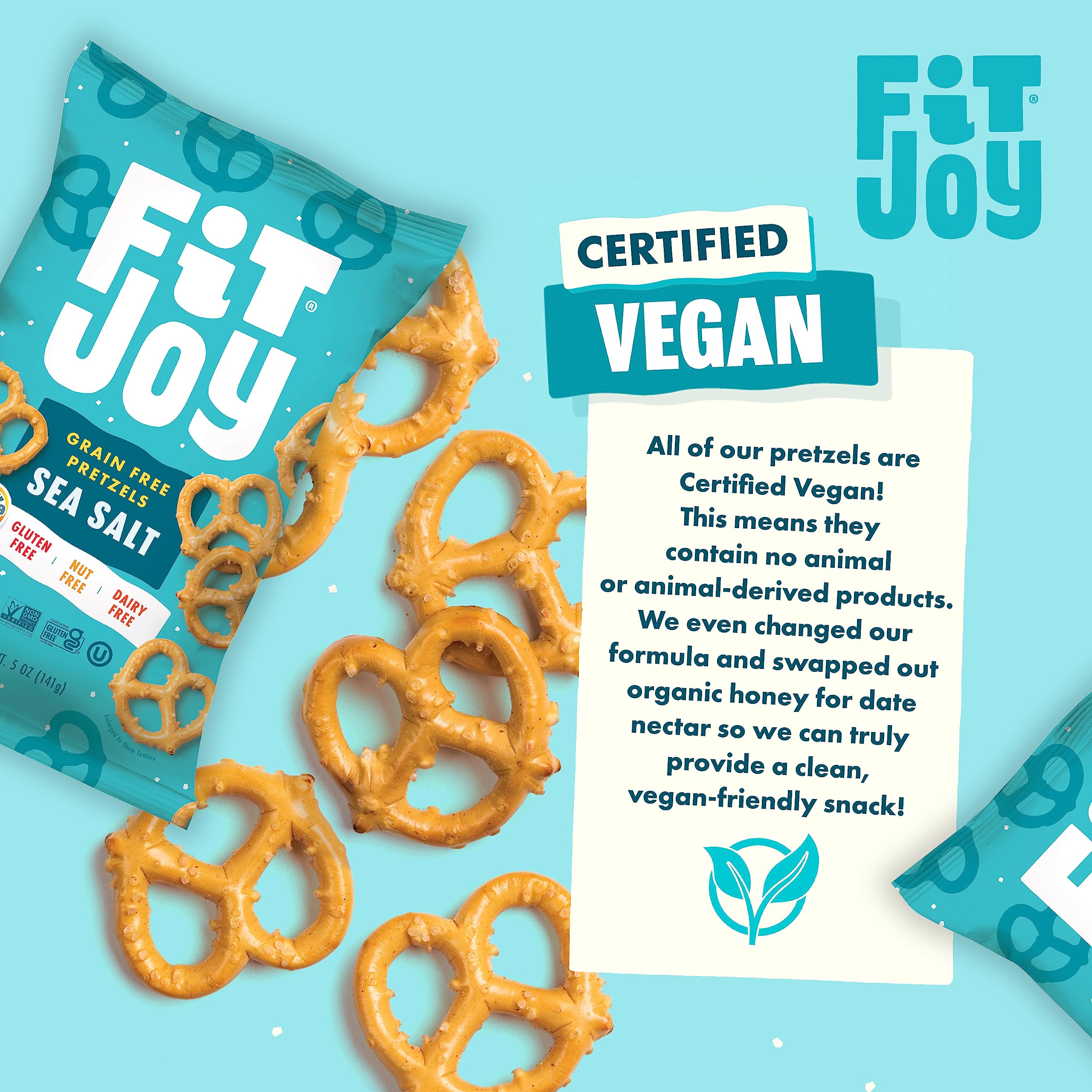 FitJoy pretzel twist dipped in hummus, suggests versatile pairing and flavor balance