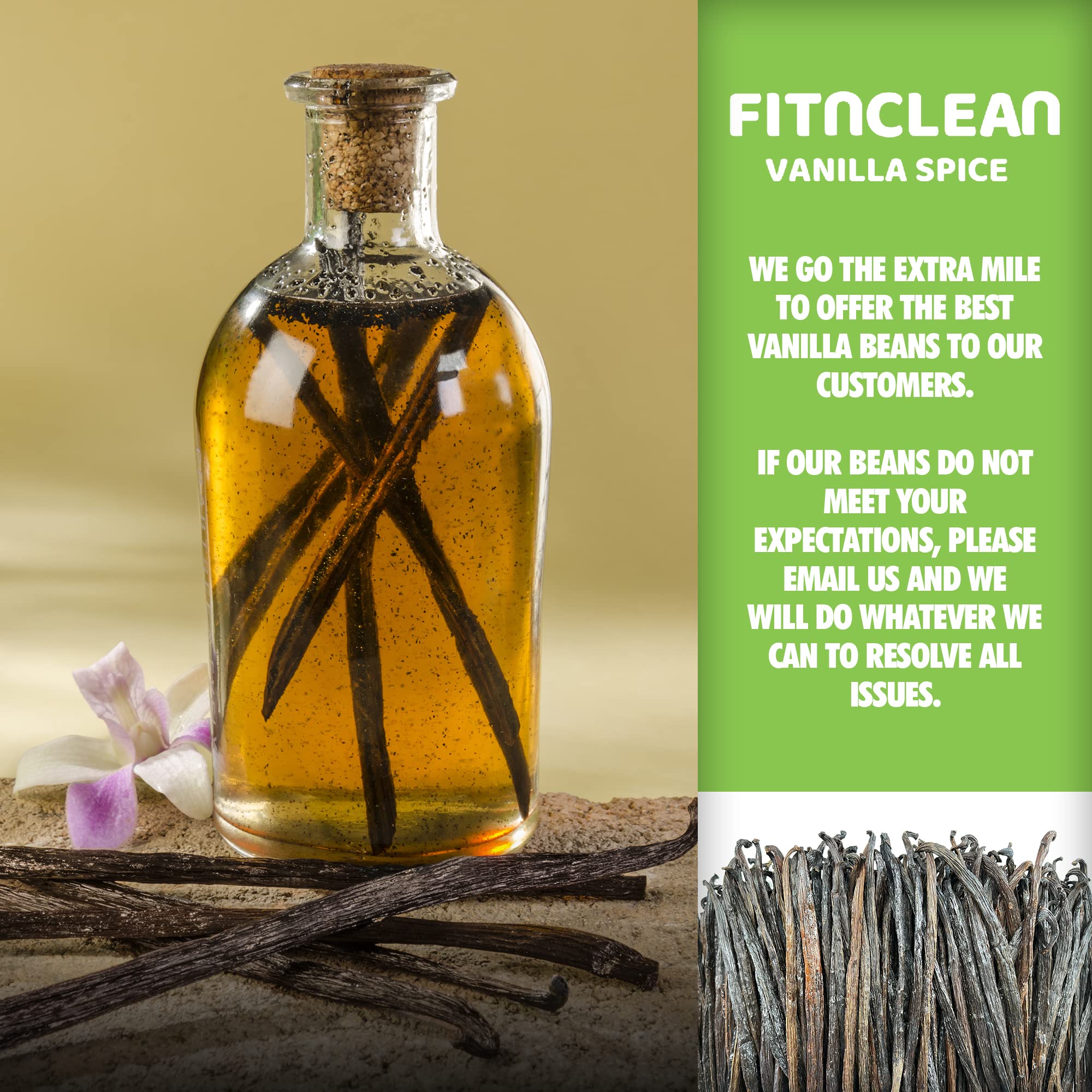 FITNCLEAN pods immersed in a glass jar making homemade vanilla extract with deep aroma