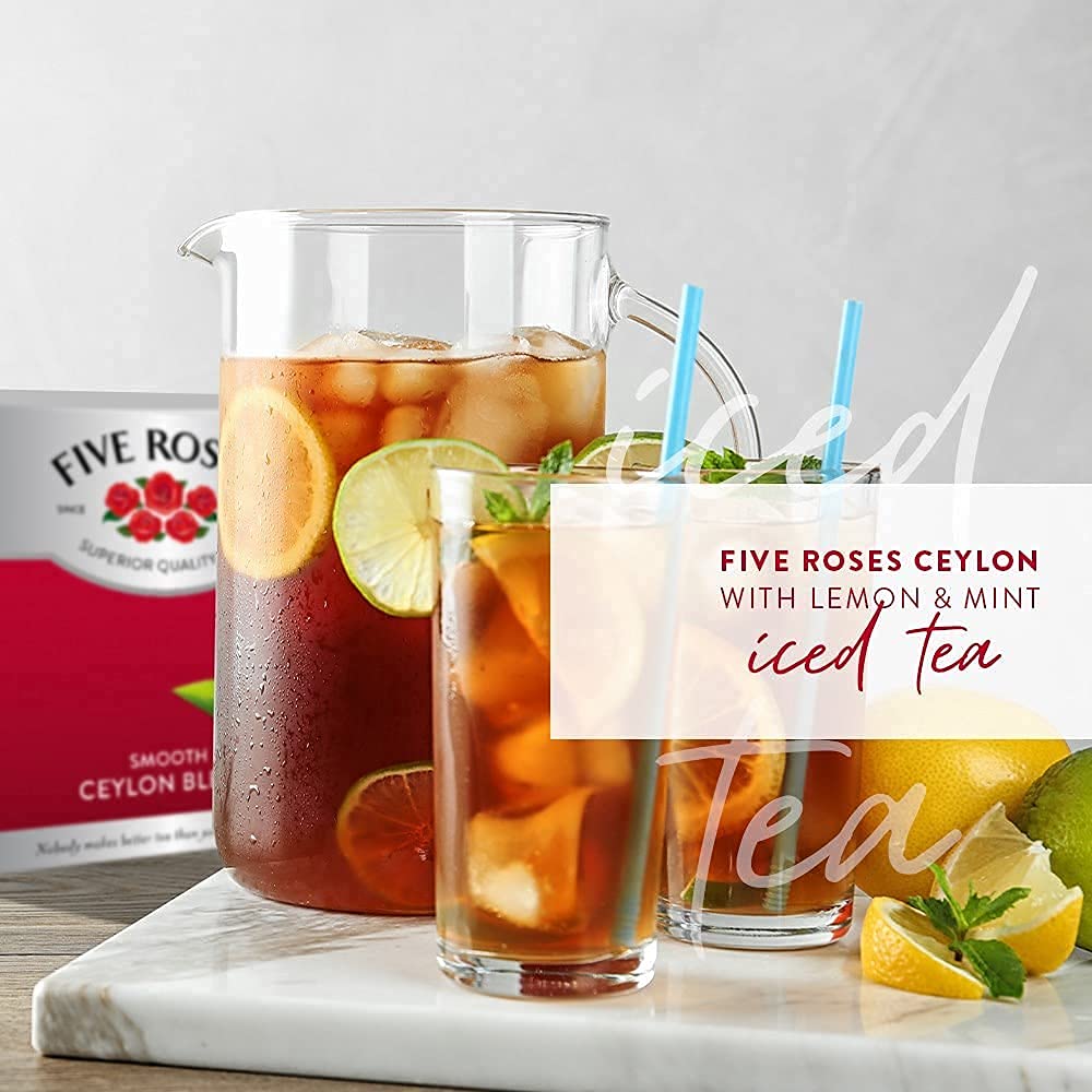 Five Roses pack beside ruler showing 102 count size comparison