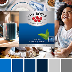 Five Roses tea pouring into a hot cup demonstrating rich color and warming benefit