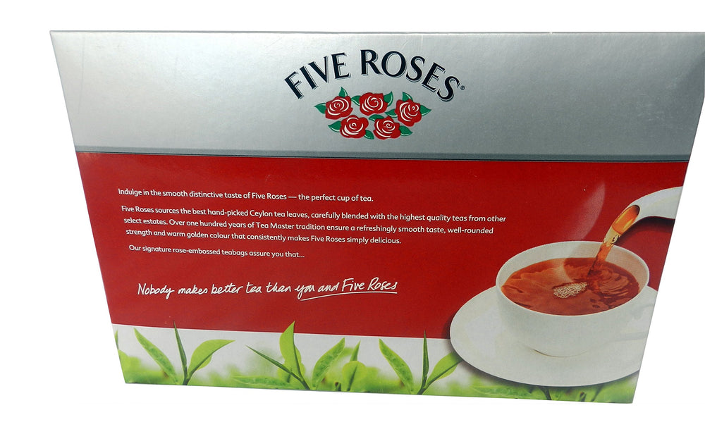 Five Roses tagless teabag close-up showing fine mesh for even infusion