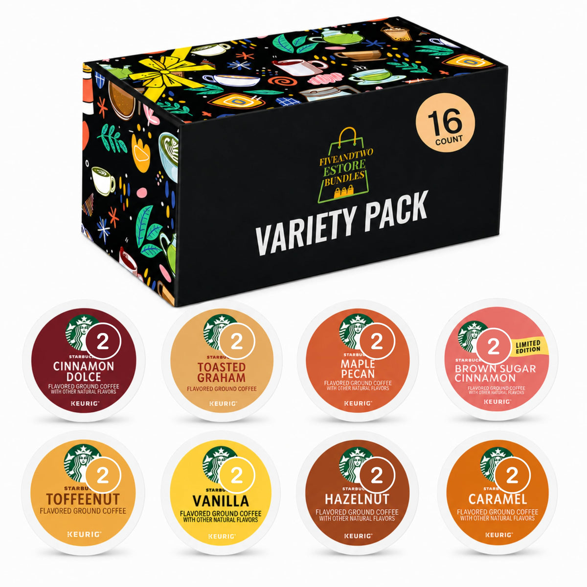 FIVEANDTWOESTORE front packaging showing gift-ready box and pods for easy gifting