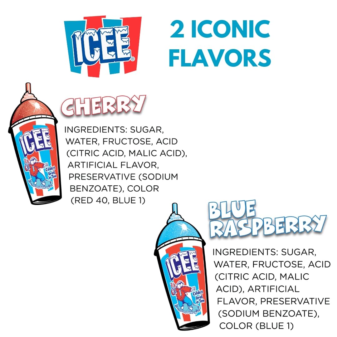 Fizz Creations ICEE finished blue slushie in glass demonstrating vibrant color and refreshing taste