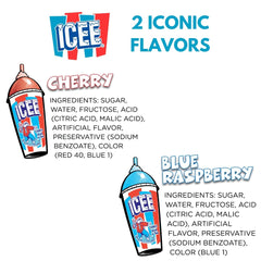 Fizz Creations ICEE finished blue slushie in glass demonstrating vibrant color and refreshing taste