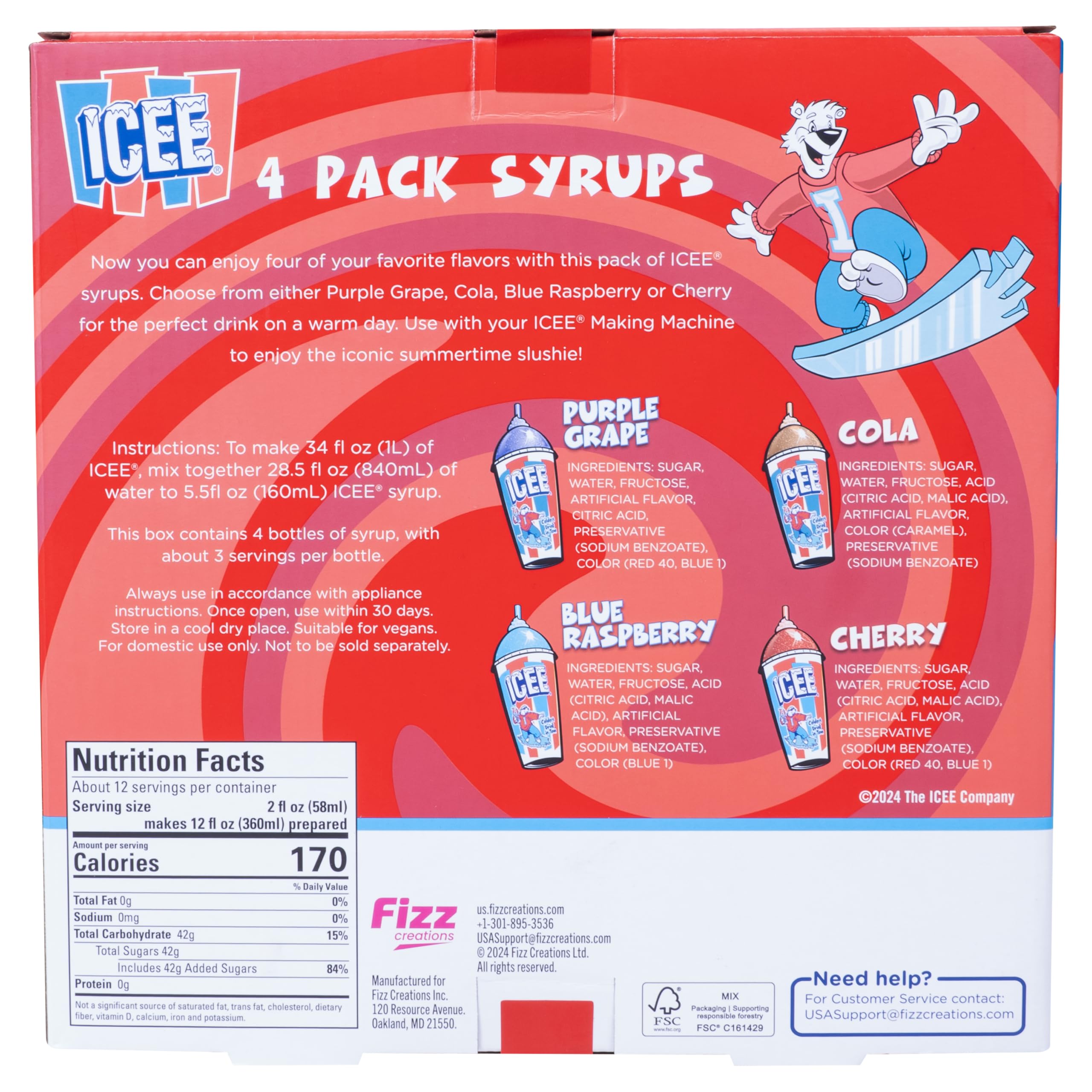 Fizz Creations ICEE bottles beside slushie machine ready to make frozen beverages