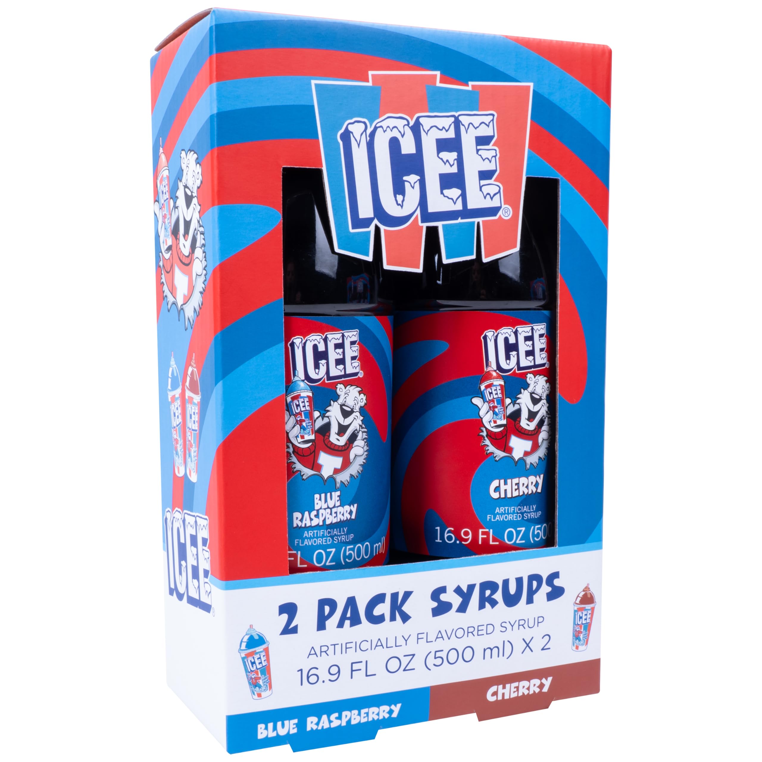 Fizz Creations ICEE syrup flowing over shaved ice showing texture and flavor coverage