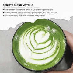 FKRO matcha powder close-up texture, fine grind for smooth lattes
