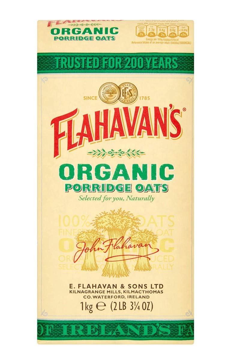Flahavan's front pack 1kg showing branding and organic label for clear choice