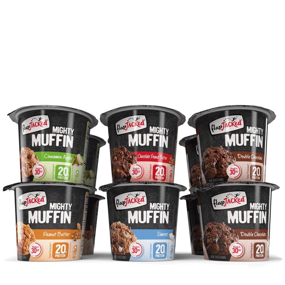 FlapJacked front packaging showing variety pack and protein benefit